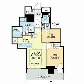 ザ・札幌タワーズ ウエストタワー(2LDK/9階)の間取り写真