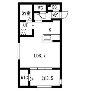 VICTOIRE麻生(1LDK/3階)の間取り写真