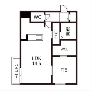 PINE HILLS北23条(1LDK/2階)の間取り写真
