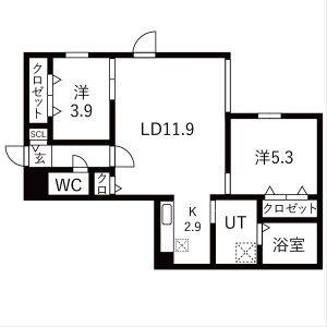 YORI N22(2LDK/1階)の間取り写真