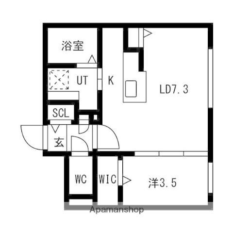 アルファレジデンス麻生(1LDK/1階)の間取り写真