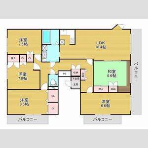 メゾンドゥプラトー(5LDK/4階)の間取り写真