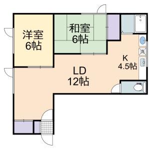 シャンブル宮の森(2LDK/3階)の間取り写真