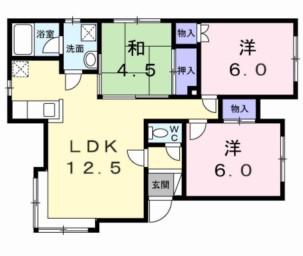 クレストール冨澤 壱番館(3LDK/1階)の間取り写真