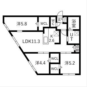ラグランジュ円山(3LDK/2階)の間取り写真