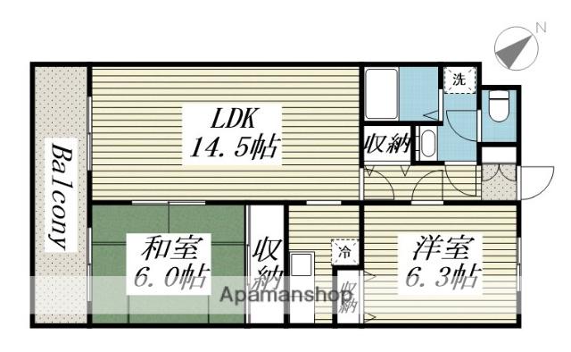 サンハイツ丸果(2LDK/2階)の間取り写真