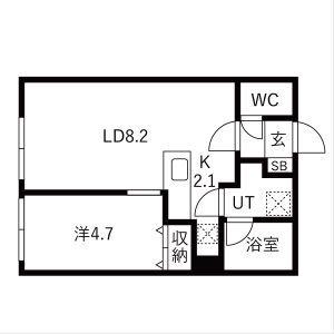 ブリス北円山(1LDK/1階)の間取り写真