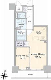 ジュノール札幌植物園(1LDK/6階)の間取り写真