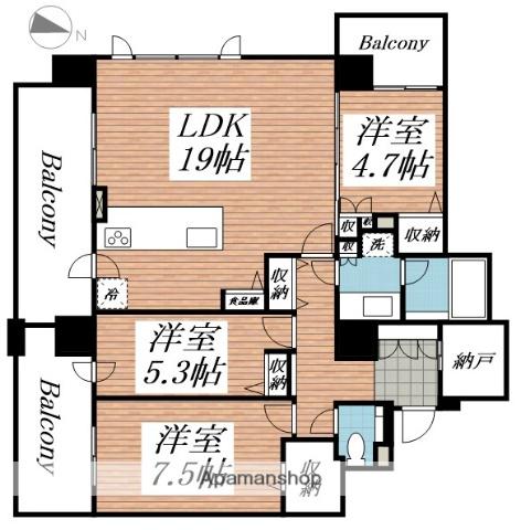 アルビオ・ガーデン円山(3LDK/11階)の間取り写真
