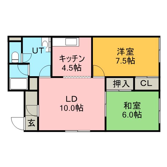 フラワーハウス(2LDK/2階)の間取り写真