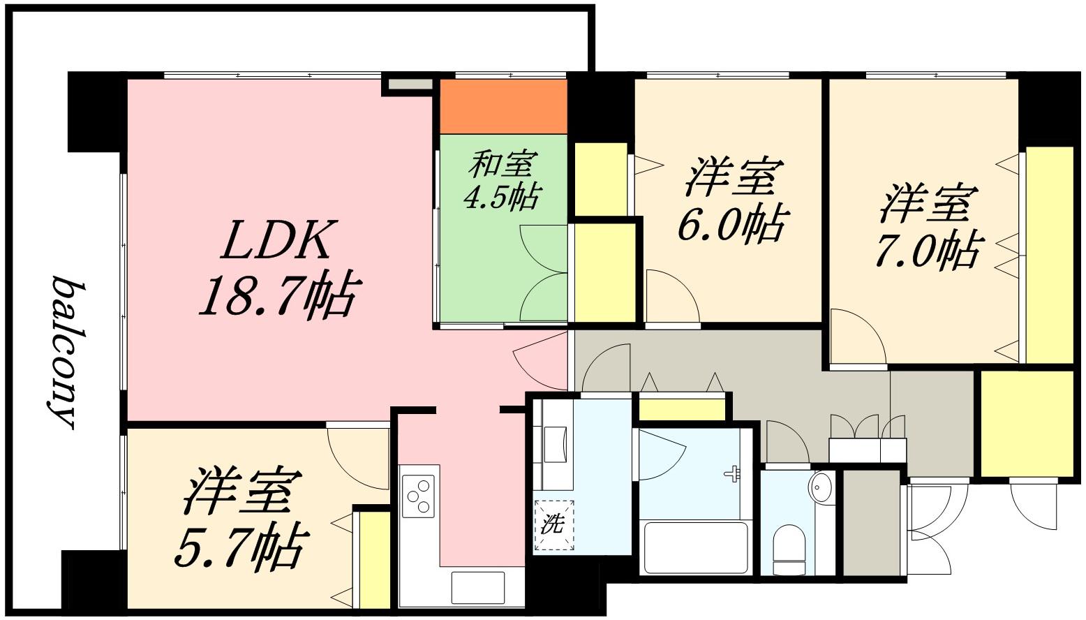 プレミスト小樽ステーションタワー(4LDK/4階)の間取り写真