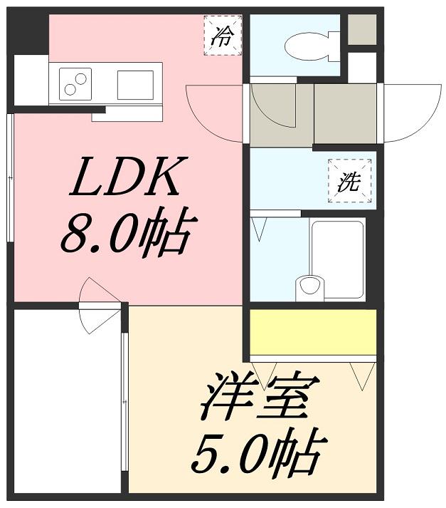 マリンビュー船見坂(1LDK/3階)の間取り写真