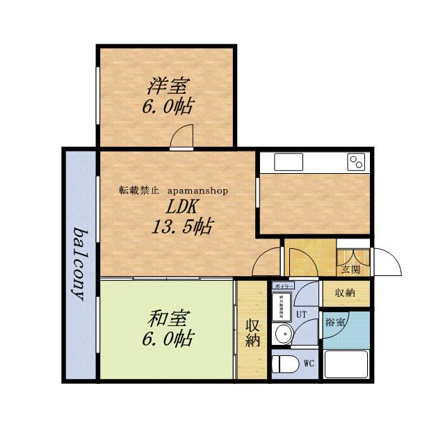 ロジェ若竹(3LDK/3階)の間取り写真