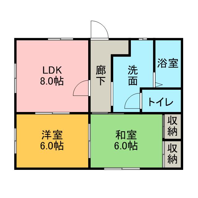 白樺ハイツⅢ(2LDK/2階)の間取り写真
