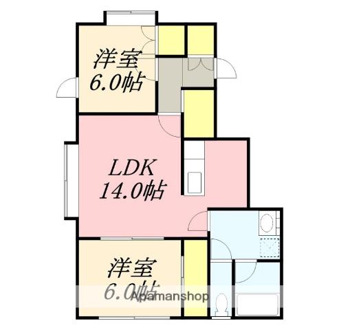 Y2Kプラス2(2LDK/2階)の間取り写真