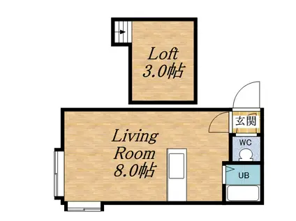 インティメイトハイツ小樽(ワンルーム/2階)の間取り写真
