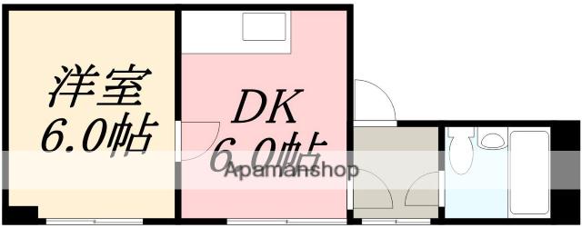 フロックス花園(1DK/2階)の間取り写真