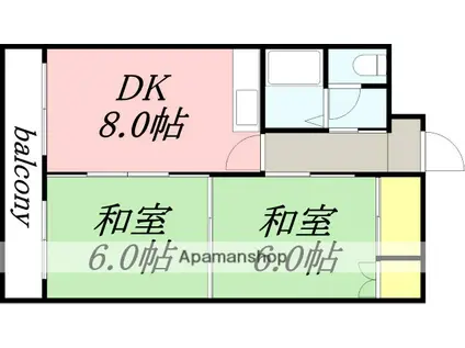 富岡レジデンス(2LDK/2階)の間取り写真