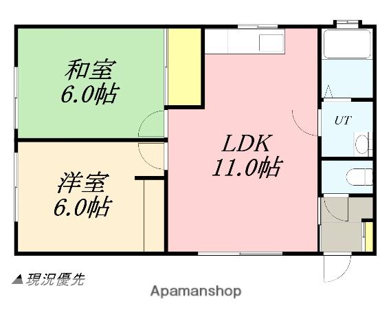 コーポ加桜(2LDK/2階)の間取り写真