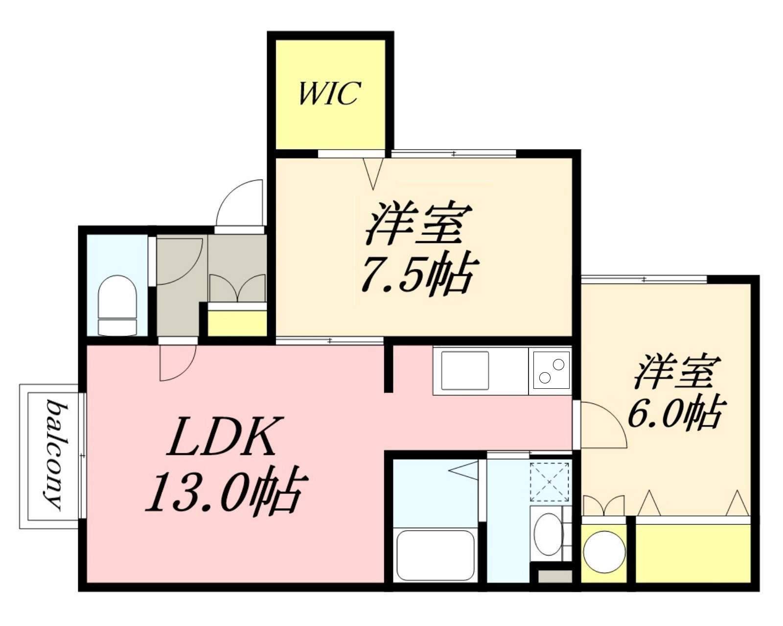 アペルト・ウノ(2LDK/1階)の間取り写真