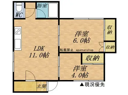 プチメゾン入船(2LDK/1階)の間取り写真