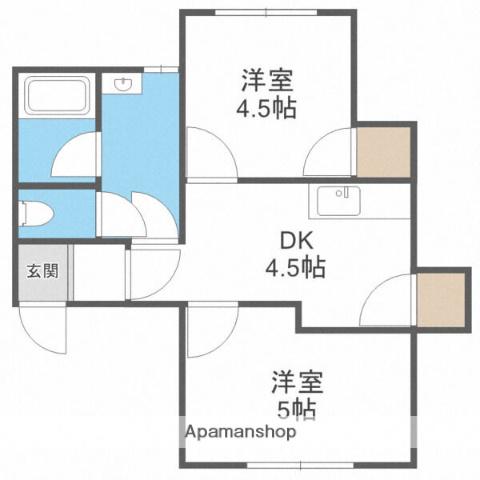 アイホーム一番館(2K/2階)の間取り写真