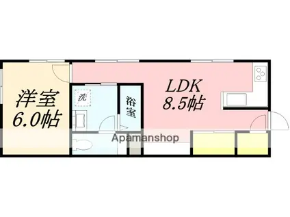 色内ハンドレッド(1LDK/1階)の間取り写真