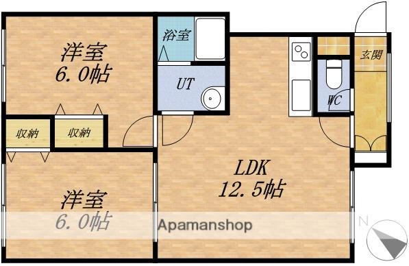 オハナハウスB棟(2LDK/1階)の間取り写真