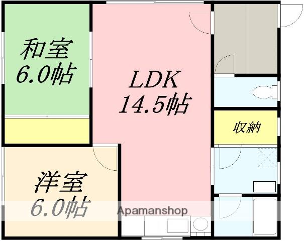 コーポ惠(2LDK/2階)の間取り写真