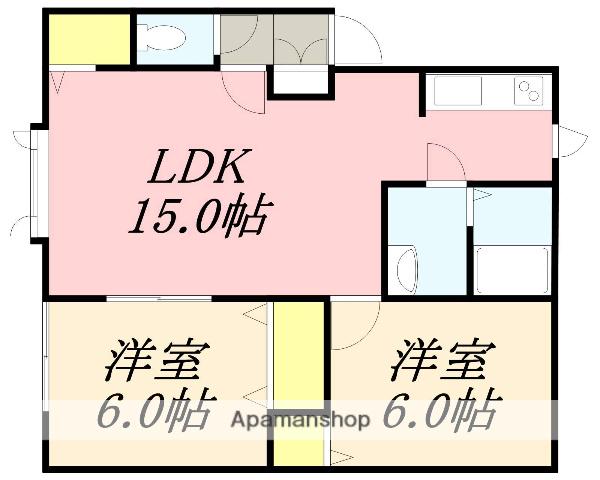 プティメゾン小樽(2LDK/2階)の間取り写真