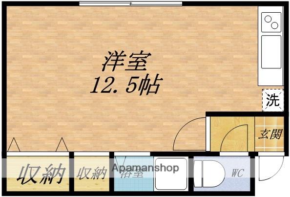 ライムライトⅠ(ワンルーム/1階)の間取り写真