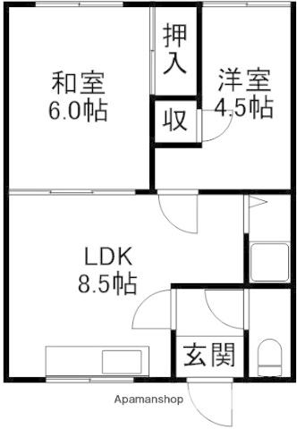 平井アパート(2DK/2階)の間取り写真