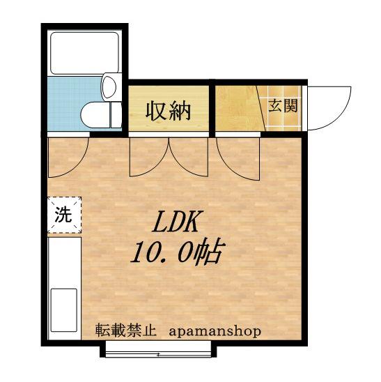 グランヴェール山の手(ワンルーム/1階)の間取り写真