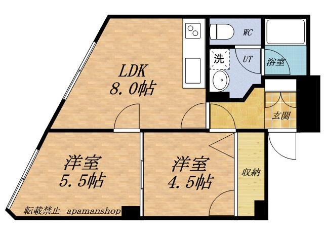 マンションカガヤ(2LDK/4階)の間取り写真