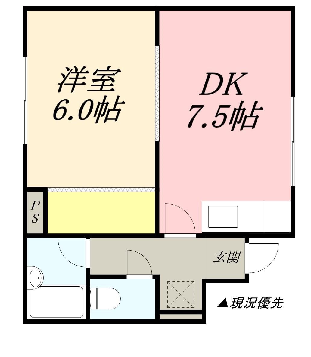 コーポカンダⅠ(1DK/1階)の間取り写真