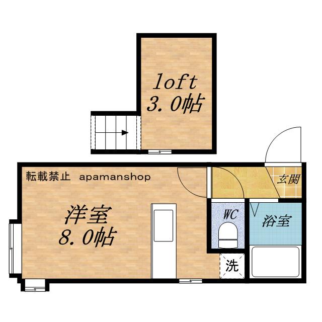 AMS桜D棟(ワンルーム/3階)の間取り写真