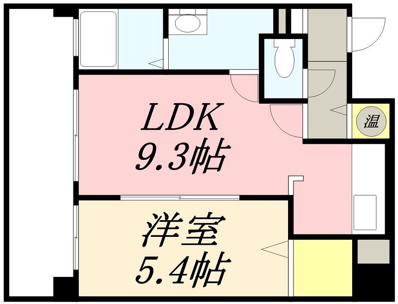 オタルベイサイドシティ8棟(1DK/8階)の間取り写真