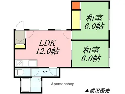 サンハイムオタモイ(2LDK/2階)の間取り写真