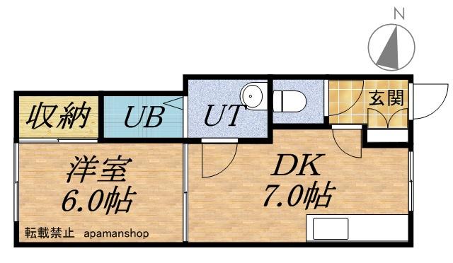 富岡わたなべコーポ(1LDK/2階)の間取り写真