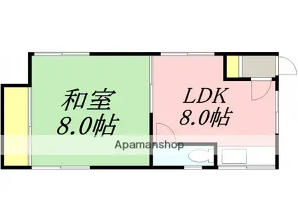梅花荘(1LDK/1階)の間取り写真