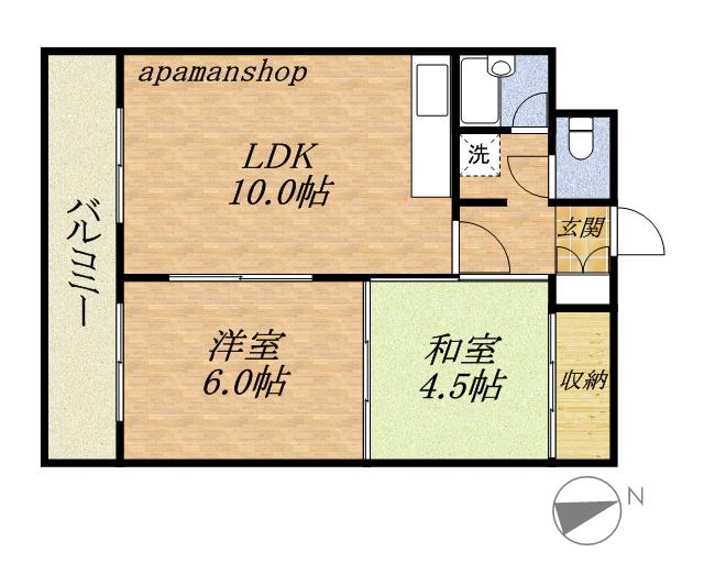コーポ幸和2(2LDK/3階)の間取り写真