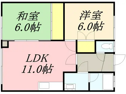 コーポ小谷A(2LDK/2階)の間取り写真