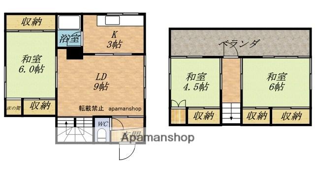 函館本線 小樽駅 徒歩16分 2階建 築56年(3LDK)の間取り写真