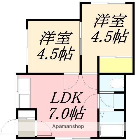 クレセント若松(2DK/1階)の間取り写真
