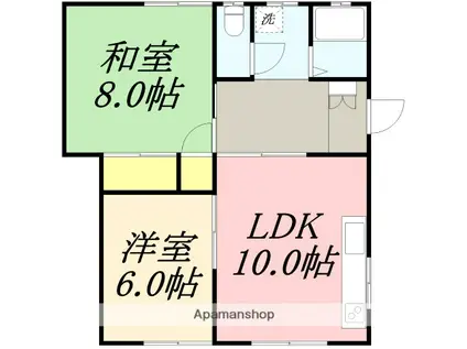 吹田アパート(2LDK/2階)の間取り写真