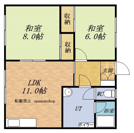 第五緑荘(2LDK/2階)の間取り写真