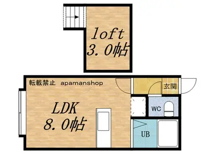 AMS新富A棟(ワンルーム/3階)の間取り写真