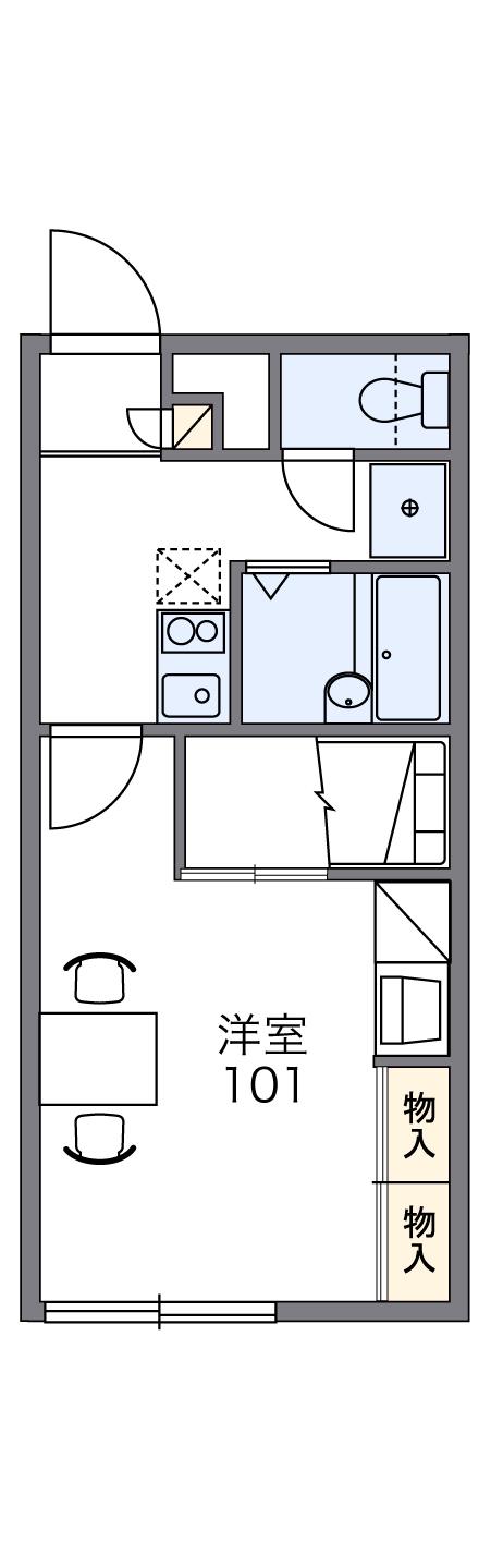レオパレスリブクローリス(1K/2階)の間取り写真