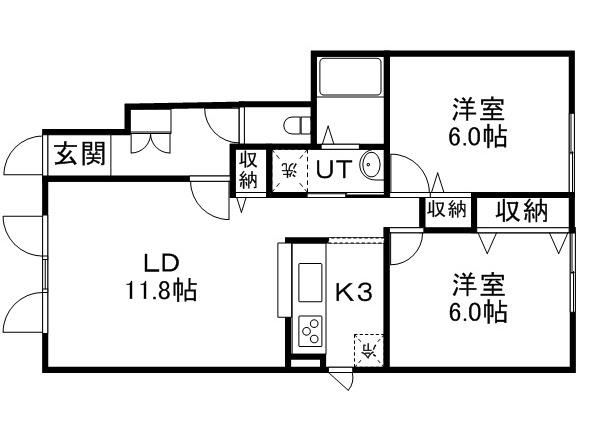 アリビオ(2LDK/1階)の間取り写真