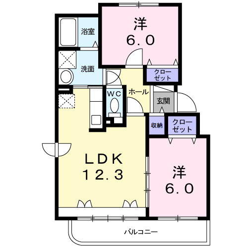 カルム桜 1(2LDK/3階)の間取り写真